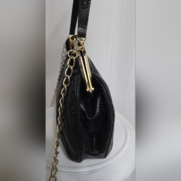EUC Judith Leiber Vintage Real Snakeskin Handbag with Onyx Closure - Picture 6 of 14